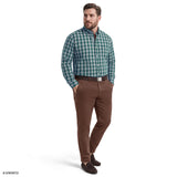 BIG & TALL PERFORMANCE COMFORT PLAID BUTTON-DOWN SHIRT - MEDITERRANEA