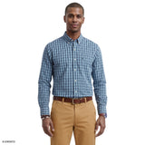 PERFORMANCE COMFORT PLAID BUTTON-DOWN SHIRT - PLACID BLUE