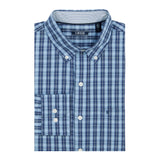 PERFORMANCE COMFORT PLAID BUTTON-DOWN SHIRT - PLACID BLUE