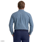 BIG & TALL PERFORMANCE COMFORT PLAID BUTTON-DOWN SHIRT - PLACID BLUE