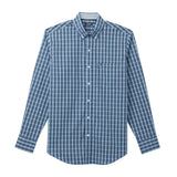 BIG & TALL PERFORMANCE COMFORT PLAID BUTTON-DOWN SHIRT - PLACID BLUE