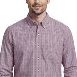 PERFORMANCE COMFORT PLAID BUTTON-DOWN SHIRT - GRAPE WINE