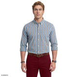 PERFORMANCE COMFORT PLAID BUTTON-DOWN SHIRT - BRIGHT COBALT