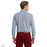 PERFORMANCE COMFORT PLAID BUTTON-DOWN SHIRT - BRIGHT COBALT