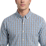 PERFORMANCE COMFORT PLAID BUTTON-DOWN SHIRT - BRIGHT COBALT