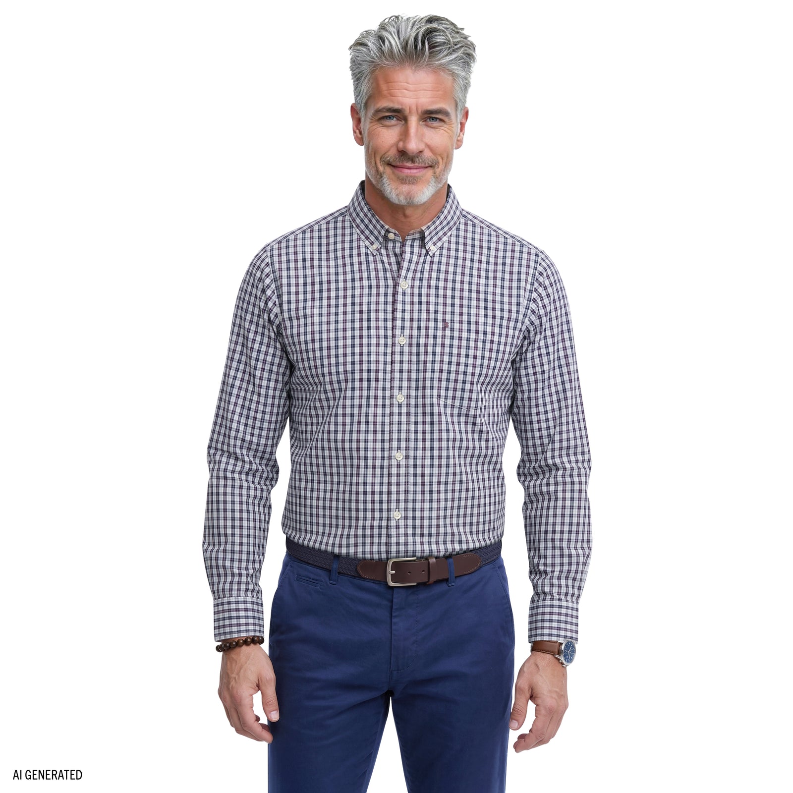 Performance Comfort Long Sleeve Plaid Button Down Shirt - Lavender