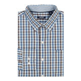 BIG & TALL PERFORMANCE COMFORT PLAID BUTTON-DOWN SHIRT - BRIGHT COBALT