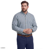 BIG & TALL PERFORMANCE COMFORT PLAID BUTTON-DOWN SHIRT - BRIGHT COBALT
