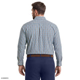 BIG & TALL PERFORMANCE COMFORT PLAID BUTTON-DOWN SHIRT - BRIGHT COBALT