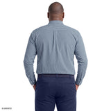 BIG & TALL PERFORMANCE COMFORT PLAID BUTTON-DOWN SHIRT - PLACID BLUE