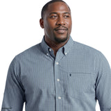 BIG & TALL PERFORMANCE COMFORT PLAID BUTTON-DOWN SHIRT - PLACID BLUE
