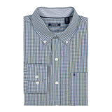 BIG & TALL PERFORMANCE COMFORT PLAID BUTTON-DOWN SHIRT - PLACID BLUE