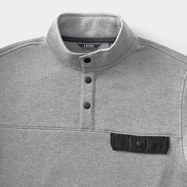 Sweater Fleece Snap Neck Pullover - Ultimate Gray – IZOD