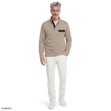 SNAP-NECK SWEATER FLEECE PULLOVER - CROCKERY