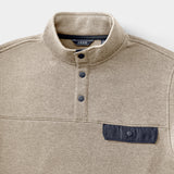 SNAP-NECK SWEATER FLEECE PULLOVER - CROCKERY