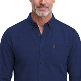 STRATTON FLANNEL BUTTON-DOWN SHIRT - TRUE NAVY