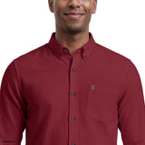 STRATTON FLANNEL BUTTON-DOWN SHIRT - SUNDRIED TOMATO