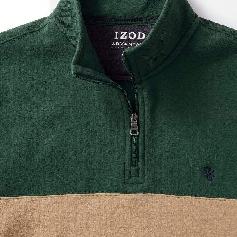 Advantage Performance Colorblock Quarter Zip Fleece - Dark Green