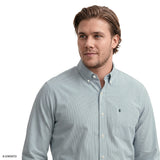 BIG & TALL PERFORMANCE COMFORT PLAID BUTTON-DOWN SHIRT - MEDITERRANEA