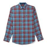 STRATTON FLANNEL PLAID BUTTON-DOWN SHIRT - LICHEN BLUE