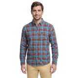 STRATTON FLANNEL PLAID BUTTON-DOWN SHIRT - LICHEN BLUE