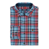 STRATTON FLANNEL PLAID BUTTON-DOWN SHIRT - LICHEN BLUE