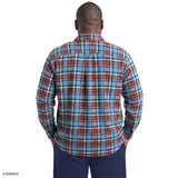 BIG & TALL STRATTON FLANNEL BUTTON-DOWN SHIRT- LICHEN BLUE