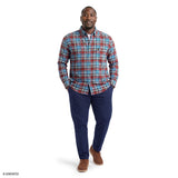 BIG & TALL STRATTON FLANNEL BUTTON-DOWN SHIRT- LICHEN BLUE