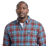 BIG & TALL STRATTON FLANNEL BUTTON-DOWN SHIRT- LICHEN BLUE