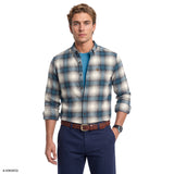 STRATTON FLANNEL PLAID BUTTON-DOWN SHIRT - LYONS BLUE