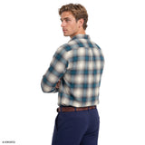STRATTON FLANNEL PLAID BUTTON-DOWN SHIRT - LYONS BLUE