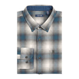 STRATTON FLANNEL PLAID BUTTON-DOWN SHIRT - LYONS BLUE