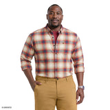 BIG & TALL STRATTON FLANNEL BUTTON-DOWN SHIRT - MEDIEVAL BLUE