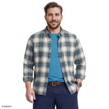 BIG & TALL STRATTON FLANNEL BUTTON-DOWN SHIRT - LYONS BLUE
