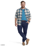 BIG & TALL STRATTON FLANNEL BUTTON-DOWN SHIRT - LYONS BLUE