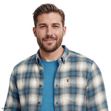 BIG & TALL STRATTON FLANNEL BUTTON-DOWN SHIRT - LYONS BLUE