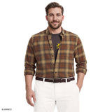 BIG & TALL STRATTON FLANNEL BUTTON-DOWN SHIRT - SEAL BROWN