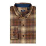 BIG & TALL STRATTON FLANNEL BUTTON-DOWN SHIRT - SEAL BROWN