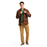STRATTON FLANNEL PLAID BUTTON-DOWN SHIRT - GINGER BREAD