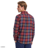 STRATTON FLANNEL PLAID BUTTON-DOWN SHIRT - SUNDRIED TOMATO