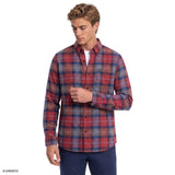 STRATTON FLANNEL PLAID BUTTON-DOWN SHIRT - SUNDRIED TOMATO