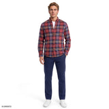 STRATTON FLANNEL PLAID BUTTON-DOWN SHIRT - SUNDRIED TOMATO