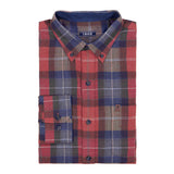 STRATTON FLANNEL PLAID BUTTON-DOWN SHIRT - SUNDRIED TOMATO