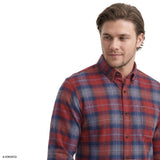 BIG & TALL STRATTON FLANNEL BUTTON-DOWN SHIRT - SUNDRIED TOMATO