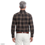 STRATTON FLANNEL PLAID BUTTON-DOWN SHIRT - SEAL BROWN