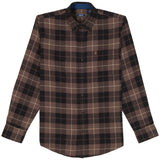 STRATTON FLANNEL PLAID BUTTON-DOWN SHIRT - SEAL BROWN