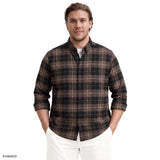 BIG & TALL STRATTON FLANNEL BUTTON-DOWN SHIRT - SEAL BROWN
