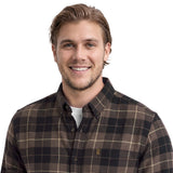 BIG & TALL STRATTON FLANNEL BUTTON-DOWN SHIRT - SEAL BROWN