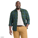 BIG & TALL STRATTON FLANNEL BUTTON-DOWN SHIRT - DARK GREEN