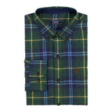 BIG & TALL STRATTON FLANNEL BUTTON-DOWN SHIRT - DARK GREEN